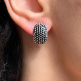 Earrings D'asino con Pavè di Spinello Nero