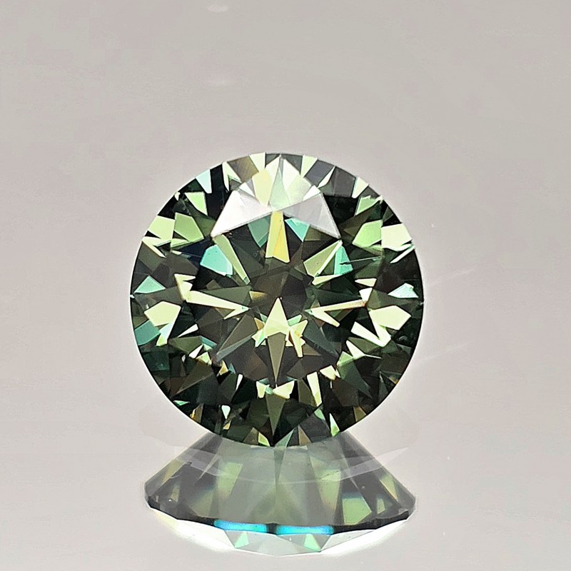 Pietra di Moissanite Sintetica Verde ø 7,5 mm
