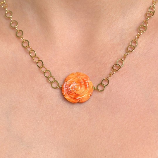 Collier with 1 Conchiglia Spiny Incisa a Rosa