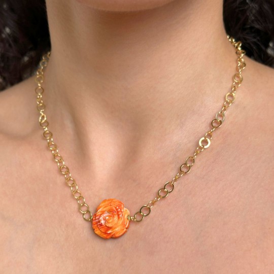 Collier with 1 Conchiglia Spiny Incisa a Rosa