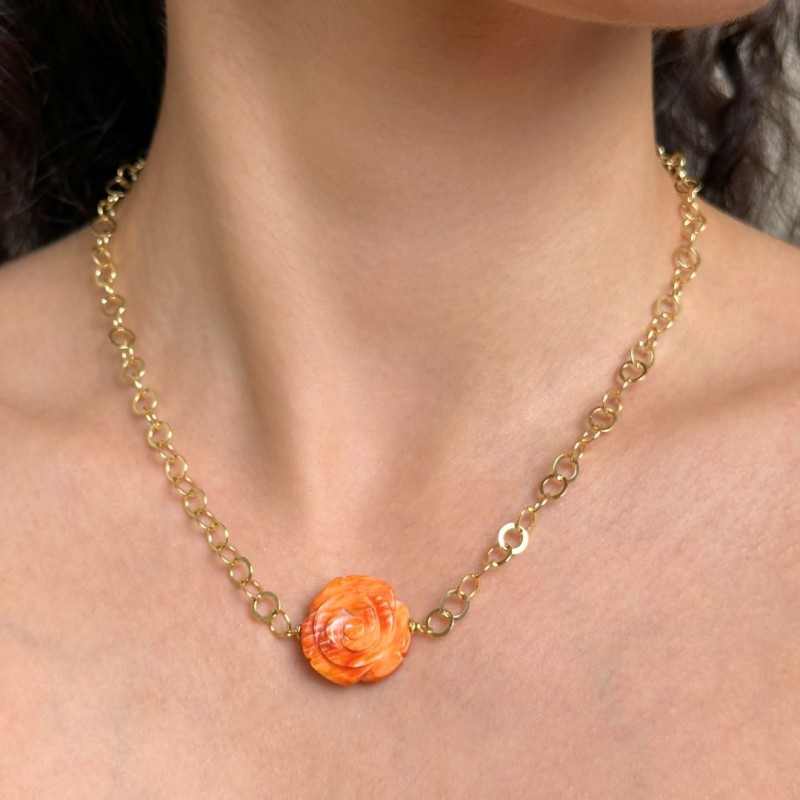 Collier with 1 Conchiglia Spiny Incisa a Rosa