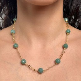 Collier 11 Sfere di Giada Verde Intense
