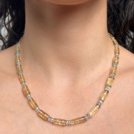 Necklace on Cavetto Lemon Quartz and Aquamarine