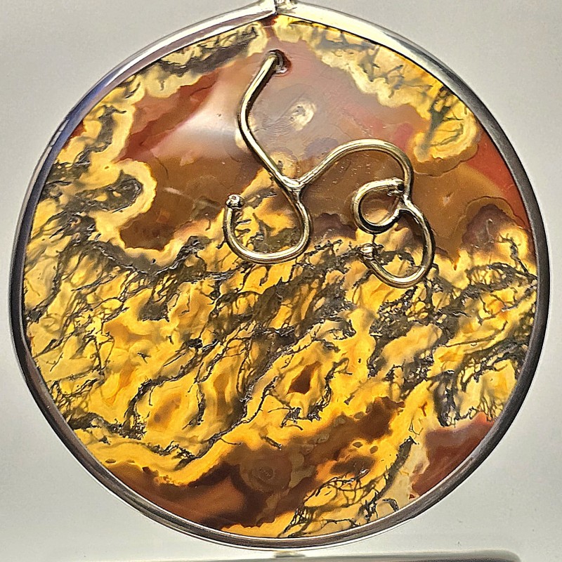 Pendant in 925‰ Silver and Bronze with Agate