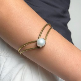 Bracelet Rigid Open with Semiround Pearl