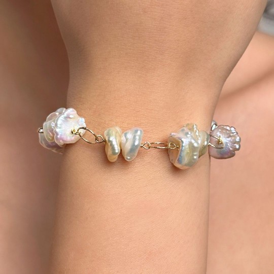 Bracciale a Rosario con Perle Keshi Multicolore