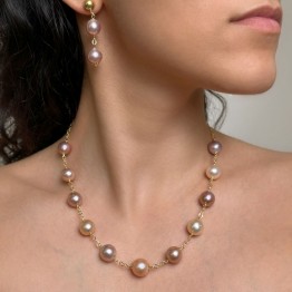 Parure: Collier e Orecchini con Perle Rosa Violetto