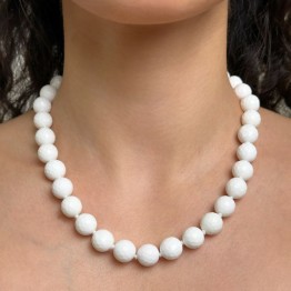 Necklace in Agata Bianca ø 11.5/12 mm Sferica Sfaccettata