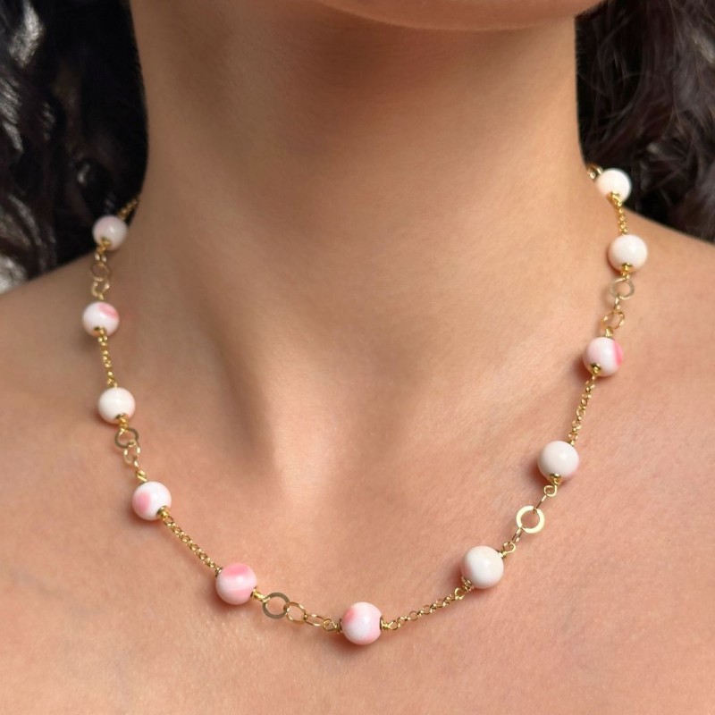 Collier di Conchiglia Rosa Sferica ø 8/8,5 mm