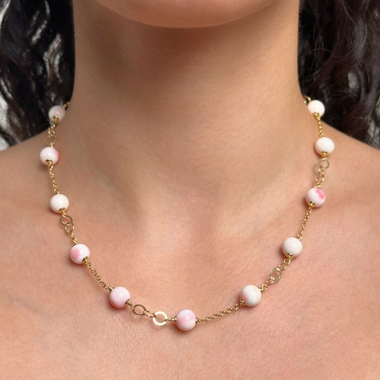 Collier di Conchiglia Rosa Sferica ø 8/8,5 mm
