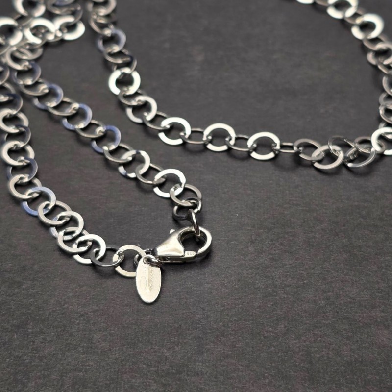 Catenina ad Anelli Piatti in Argento Rodiato 925‰