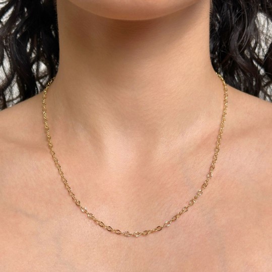 Catenina Ovale Battuta in Argento Dorato 925‰