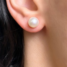 Earrings pearl White freshwater round Ø 8.5 / 9 mm