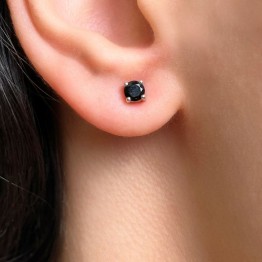 Black Spinel Lobe Earrings