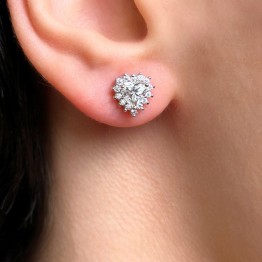 Synthetic Moissanite Heart Earrings