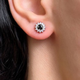Earrings with Diamond and Moissanite