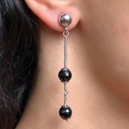 EVA Spiral Earrings with Black Spinel