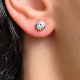 Cipolline earrings with synthetic moissanite Ø 5 mm