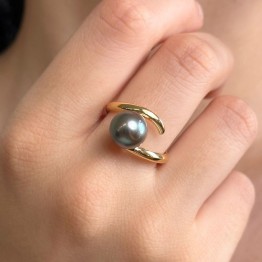 Anello Contrariè Regolabile con Perla Tahiti