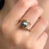 Contrari ring adjustable with Tahiti pearl