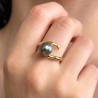Contrari ring adjustable with Tahiti pearl