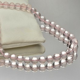 Filo di Quarzo Rosa Sferico Sfaccettato a Scalare ø 5,5 / 9,5 mm