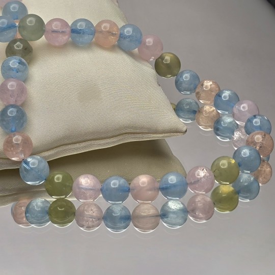 Filo di Acquamarina Multicolore Sferica ø 10/10,5mm