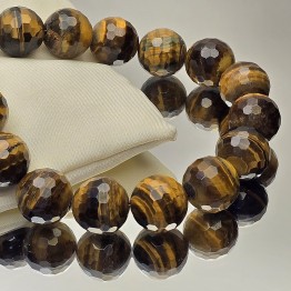 Filo di Occhio di Tigre Sferico Sfaccettato ø 17/17,5 mm