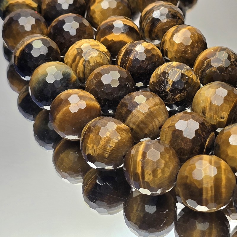 Filo di Occhio di Tigre Sferico Sfaccettato ø 17/17,5 mm