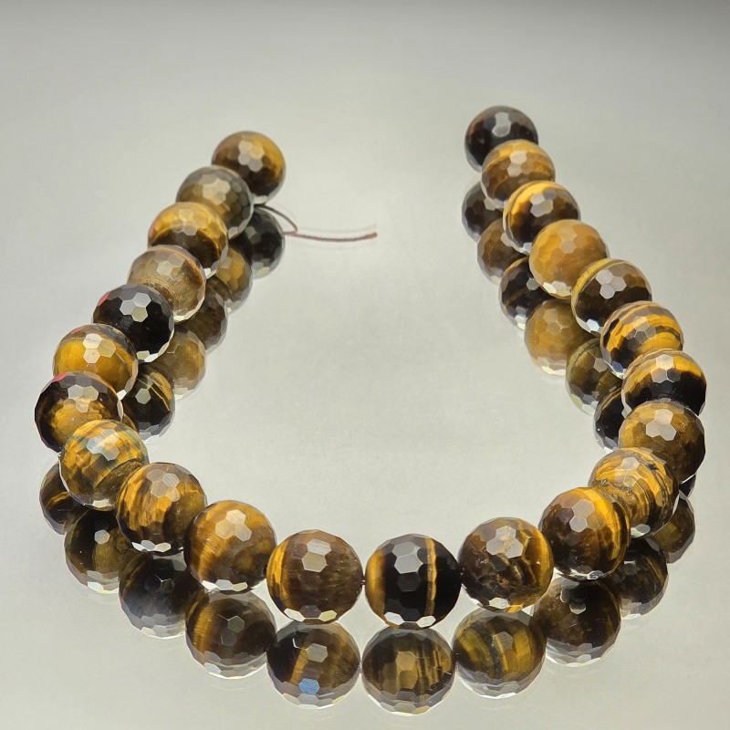 Filo di Occhio di Tigre Sferico Sfaccettato ø 17/17,5 mm