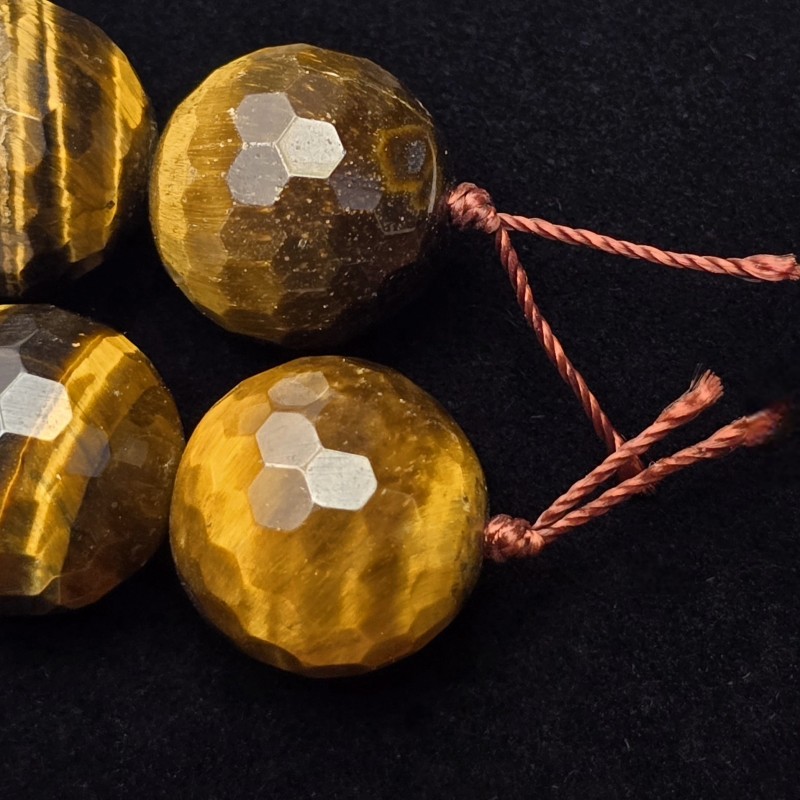 Filo di Occhio di Tigre Sferico Sfaccettato ø 17/17,5 mm