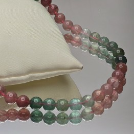 Filo di Quarzo con Fuchsite e Alurgite in Fasce di Colore ø 8 mm