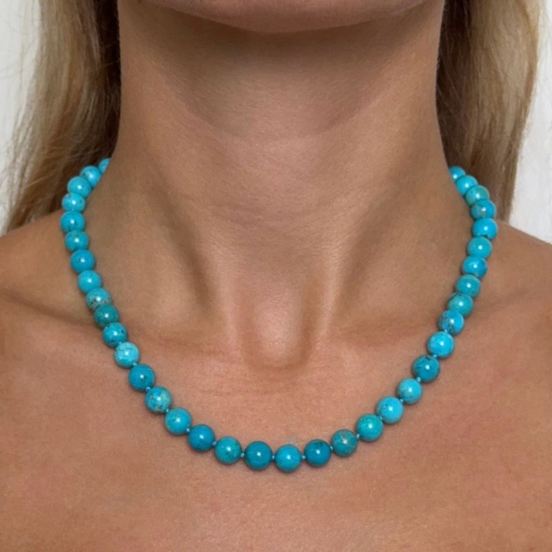 Collana di Turchese Sferico ø 8/8,5 mm