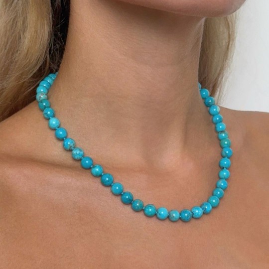 Collana di Turchese Sferico ø 8/8,5 mm