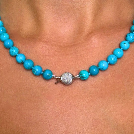 Collana di Turchese Sferico ø 8/8,5 mm