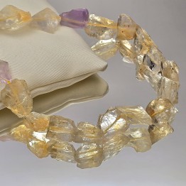 Citrine and Amethyst Quartz Thread in Sasso Grezzo