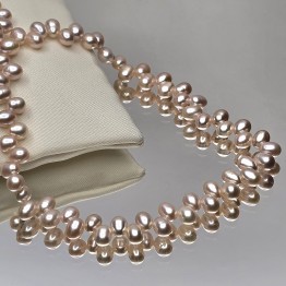 Pink Oval Pearl Threads