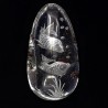 Gemstone quartz with Lodolite Reverse Carving with 2 fish