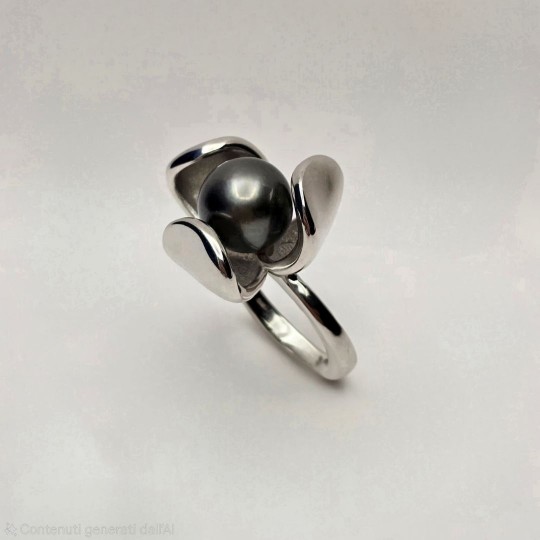 Clover ring with Tahiti pearl