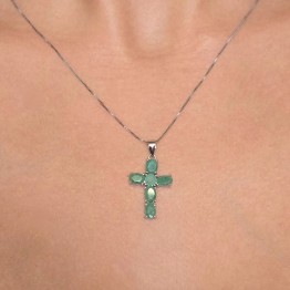 Pendente a Croce di Smeraldo con Catenina