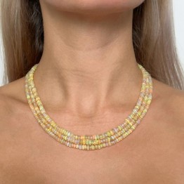 Collana a 3 Fili Paralleli di Opale Etiope ø 3,5/6 mm