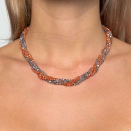 Collana a 5 Fili con Labradorite e Pietra del Sole