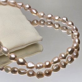 Filo di Perle Rosa Barocche Allungate ø 8 / 9 mm