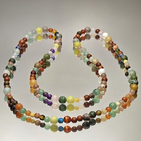 Filo Chiuso di Multipietre miste Sferiche 80cm ø 4 / 8 mm