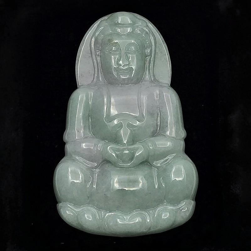Gemstone With Giada Engravings with Buddha