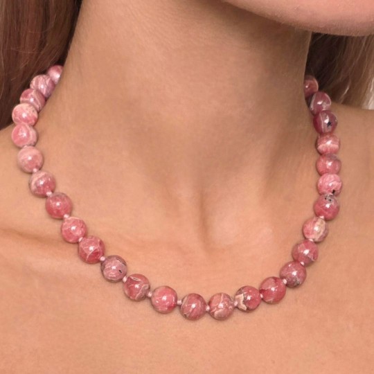 Collana di Rodocrosite Sferica ø 11,5 mm