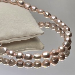 Filo di Perle Rosa Aranciate Barocche Allungate ø 8/9 mm