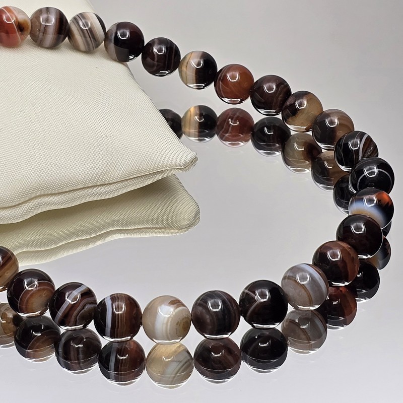 Strand of Sardonice natural spherical smooth Ø 10 mm