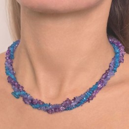 Torchon a 3 Fili con Ametista, Apatite e Tanzanite