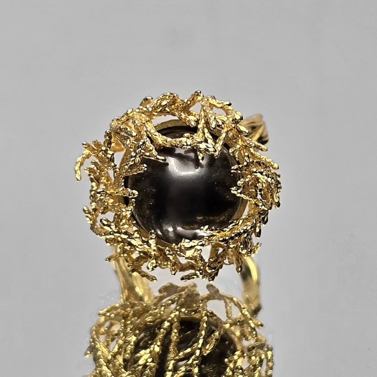 Coral basket ring with tahiti pearl Ø 14 mm